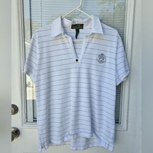 Ralph Lauren White Polo with Silver Stripes XL